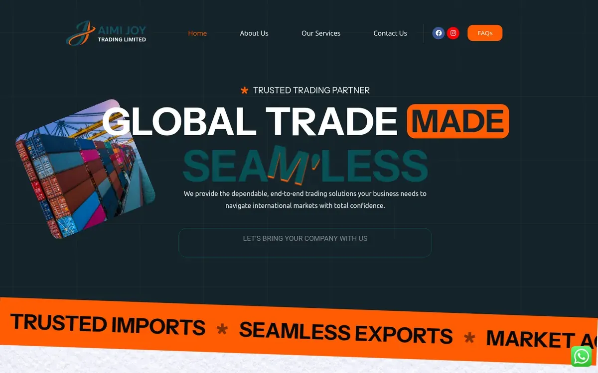 Aimi Joy Trading finished website homepage