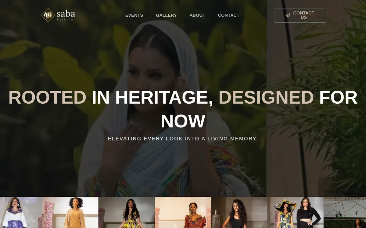 Saba Fashion finished website homepage