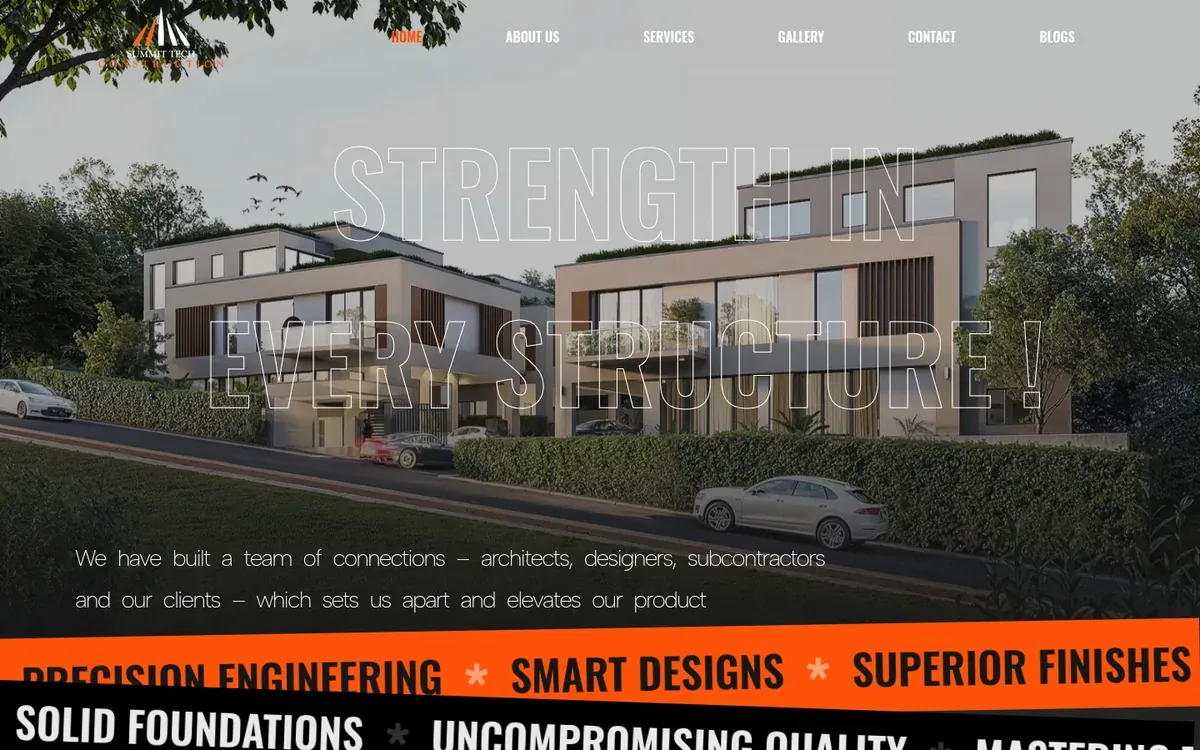 Summit Tech Construction finished website homepage