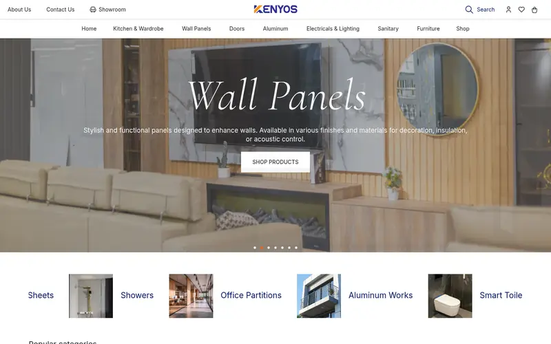 Kenyos interiors and home finishes website homepage