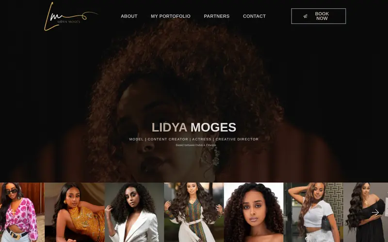 Lidya Moges model and actress website homepage
